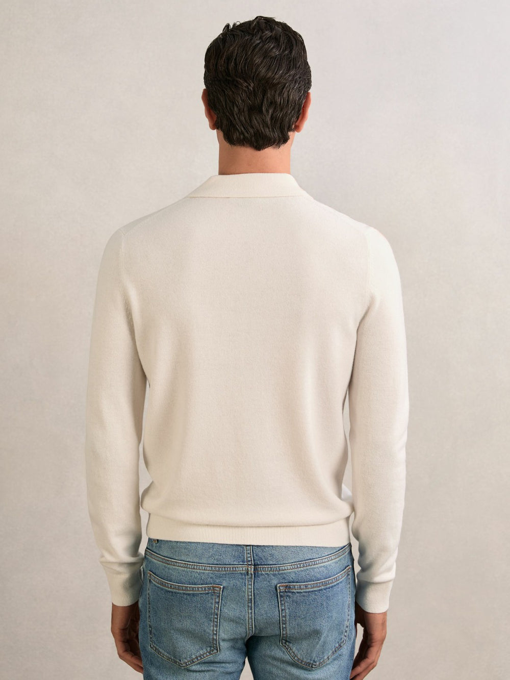 Reiss | Wool V-Stitch Button-Through Cardigan in Off White