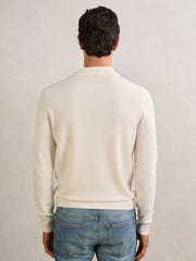 Reiss | Wool V-Stitch Button-Through Cardigan in Off White