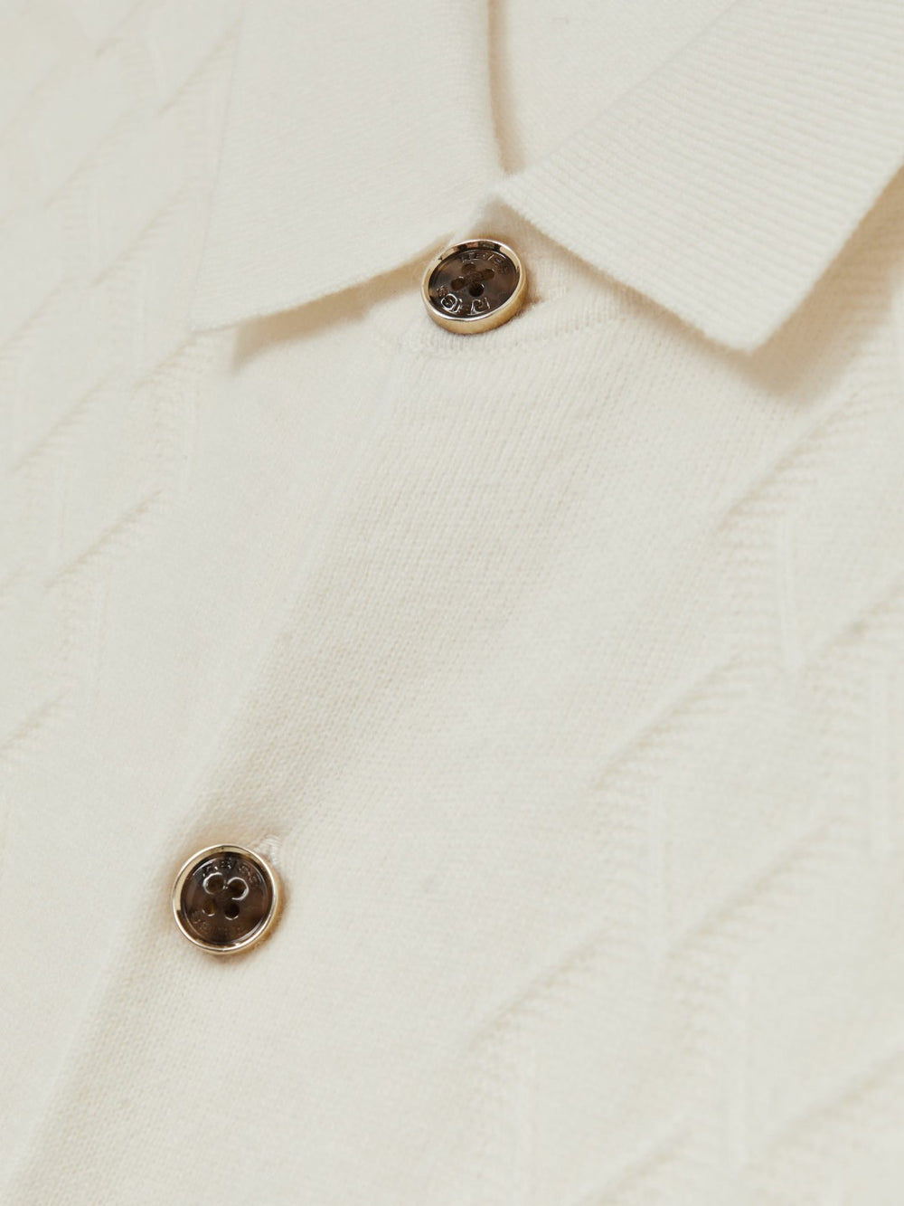 Reiss | Wool V-Stitch Button-Through Cardigan in Off White
