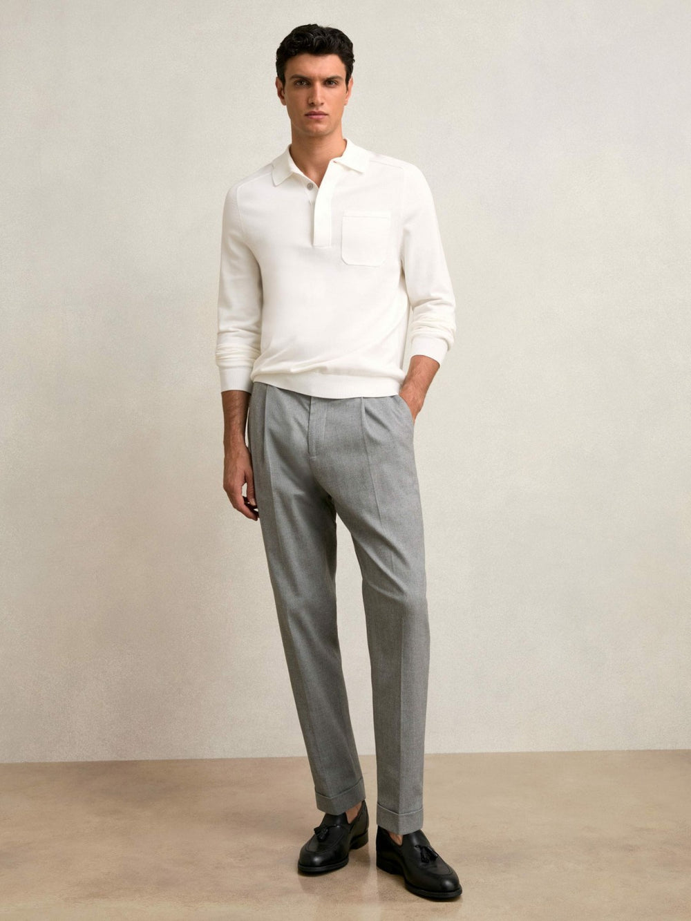 Reiss | Cotton Concealed Placket Polo Shirt in White