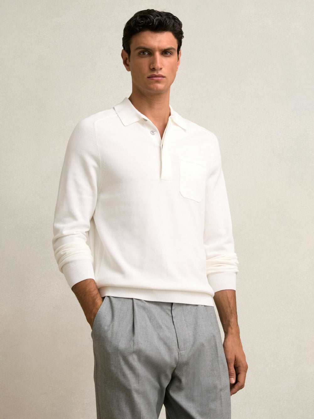 Reiss | Cotton Concealed Placket Polo Shirt in White