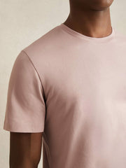 Reiss | Cotton Crew Neck T-Shirt in Soft Pink