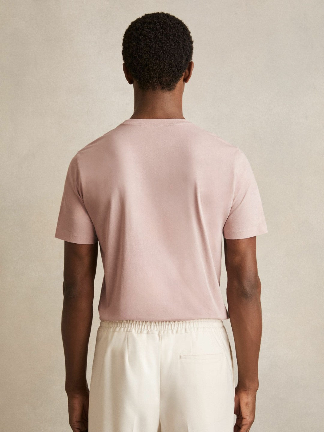 Reiss | Cotton Crew Neck T-Shirt in Soft Pink