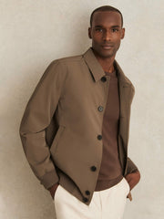 Reiss | Technical Button Through Jacket in Chestnut Brown