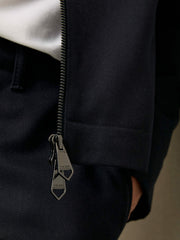 Reiss | Lyocell-Cotton Zip-Through Twill Jacket in Navy
