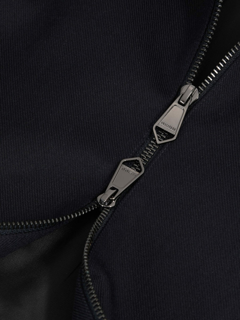 Reiss | Lyocell-Cotton Zip-Through Twill Jacket in Navy