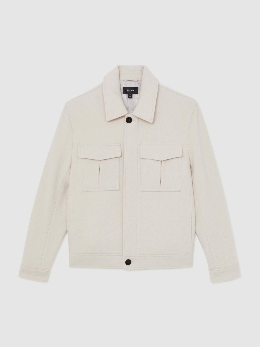 Reiss | Wool Blend Twin Pocket Zipped Jacket in Ivory
