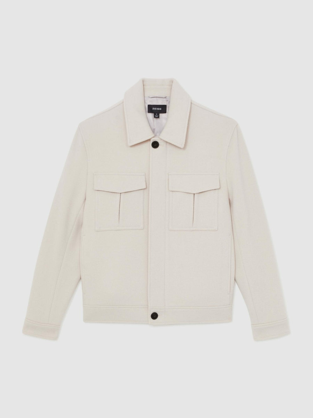 Reiss | Wool Blend Twin Pocket Zipped Jacket in Ivory