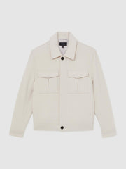 Reiss | Wool Blend Twin Pocket Zipped Jacket in Ivory