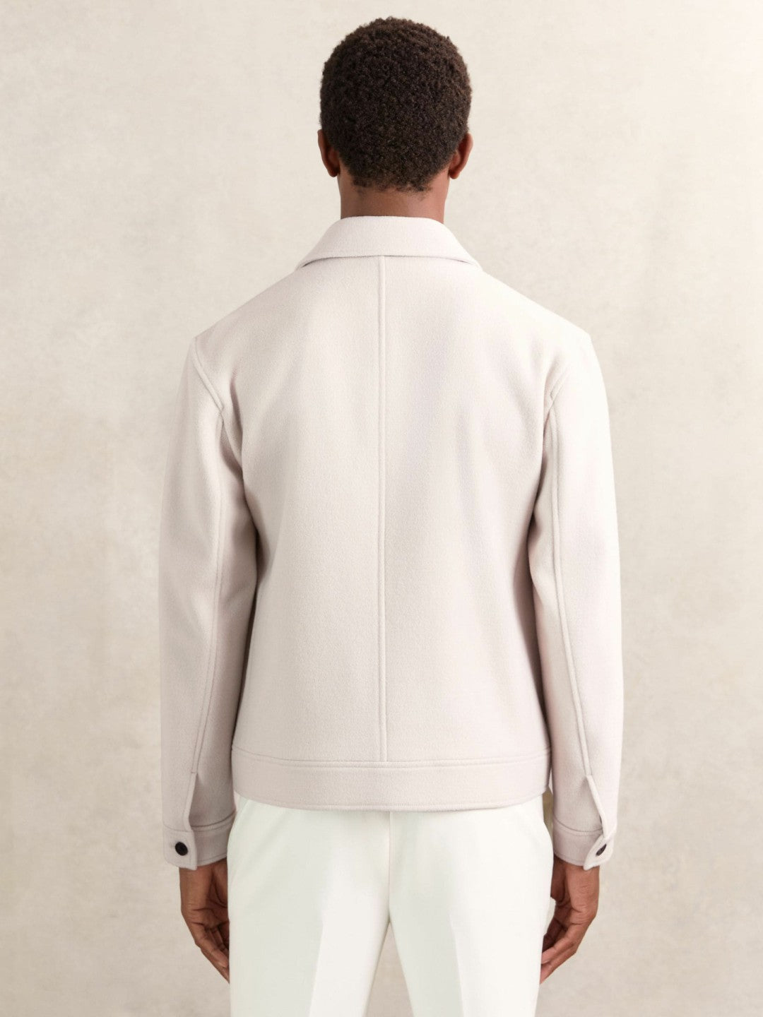 Reiss | Wool Blend Twin Pocket Zipped Jacket in Ivory