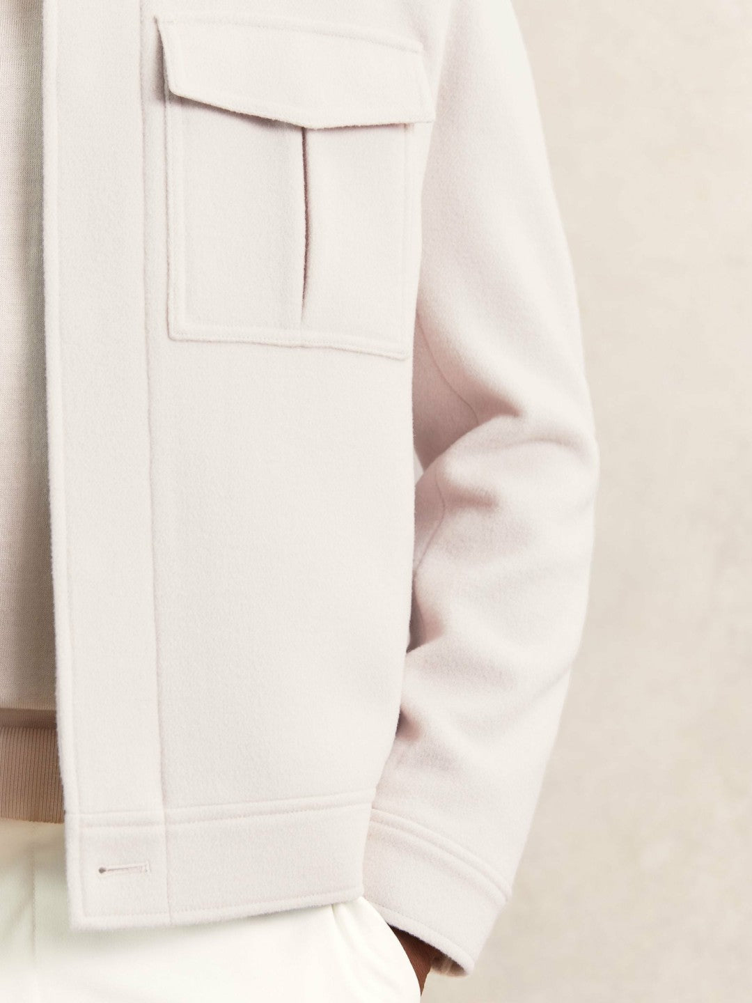 Reiss | Wool Blend Twin Pocket Zipped Jacket in Ivory