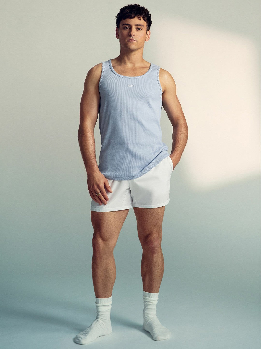 Reiss | | Tom Daley Cotton Lover Vest with Stretch in Soft Blue