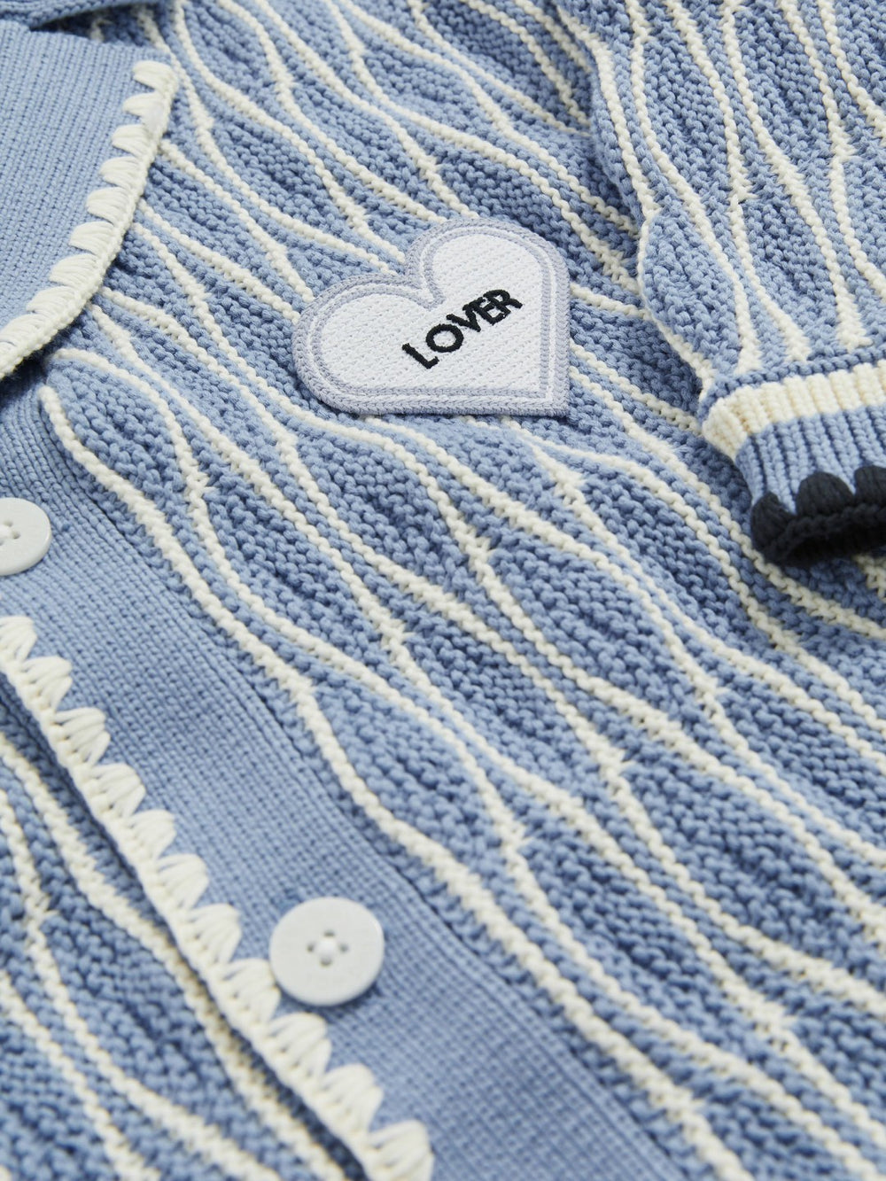Reiss | Tom Daley Wave-Knit Shirt in Soft Blue/White