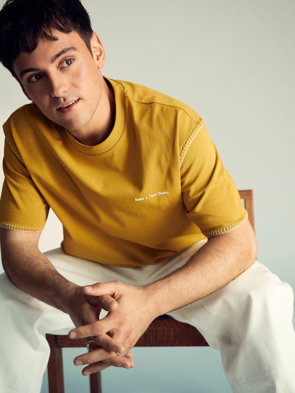 Reiss | | Tom Daley Graphic-Print T-Shirt in Yellow