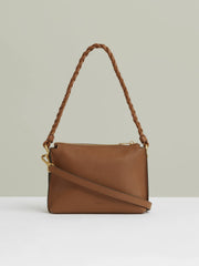 Reiss | Suede Plaited-Strap Cross-Body Bag in Tan