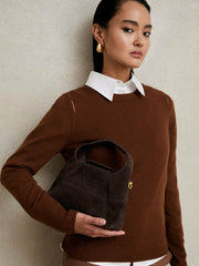 Reiss | Suede Shoulder Bag in Chocolate