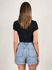 Reiss | Good American Denim Shorts With Linen in Indigo Blue