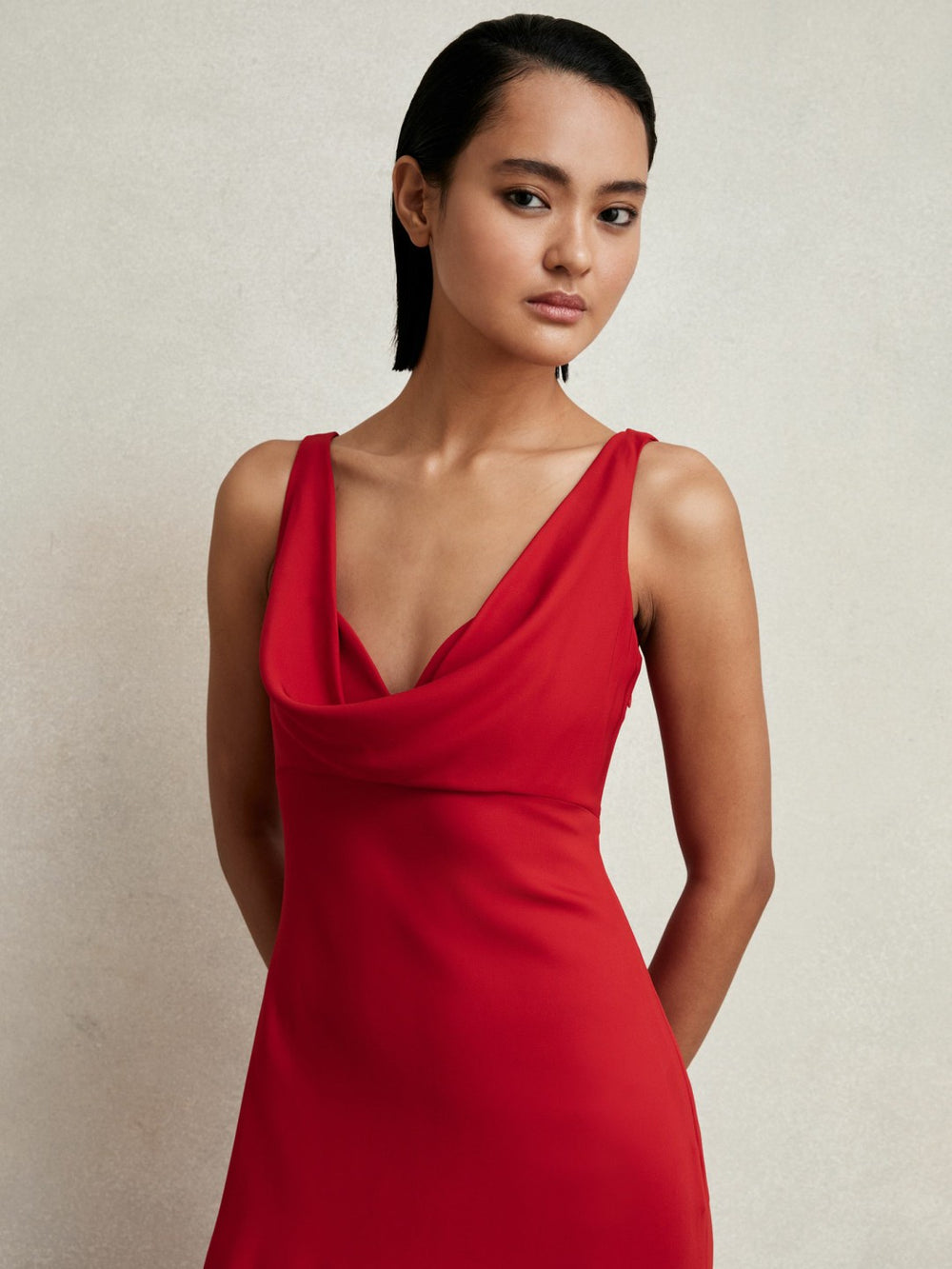 Reiss | Cowl-Neck Sleeveless Maxi Dress in Red