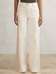 Reiss | Petite Patch-Pocket Flared Jeans in Ecru
