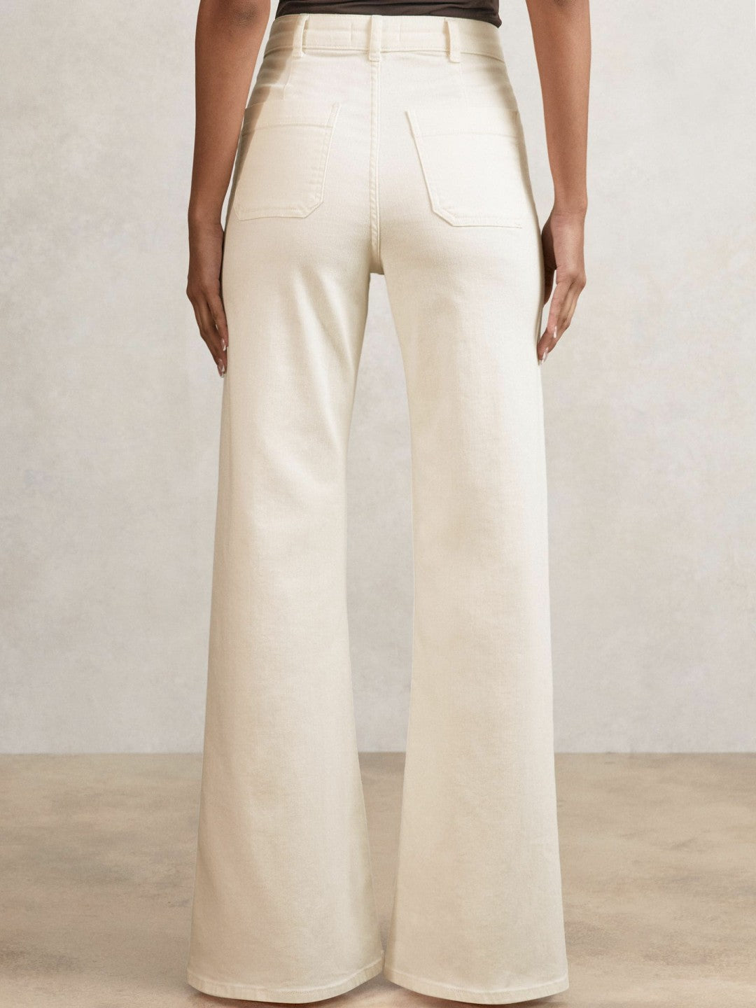 Reiss | Petite Patch-Pocket Flared Jeans in Ecru