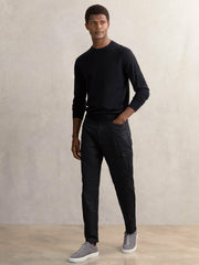 Reiss | Cotton-Lyocell Cargo Trousers in Navy