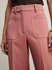 Reiss | Twill Patch-Pocket Flared Trousers in Pink