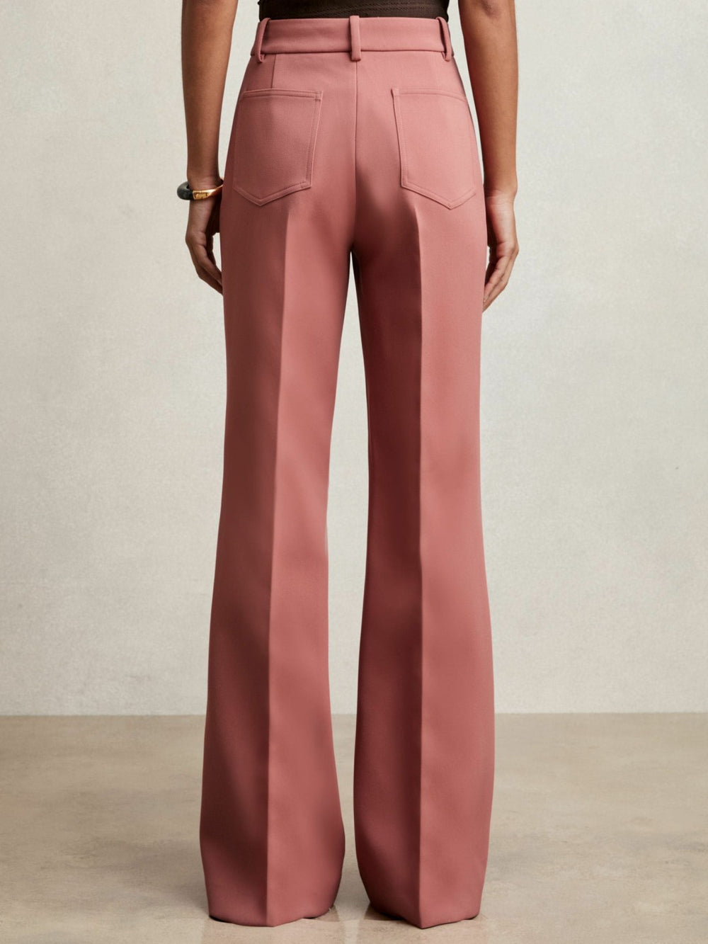 Reiss | Twill Patch-Pocket Flared Trousers in Pink