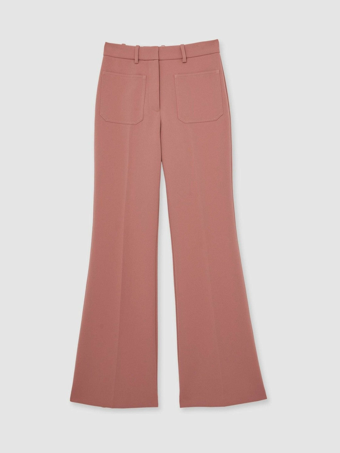 Reiss | Petite Twill Patch-Pocket Flared Trousers in Pink
