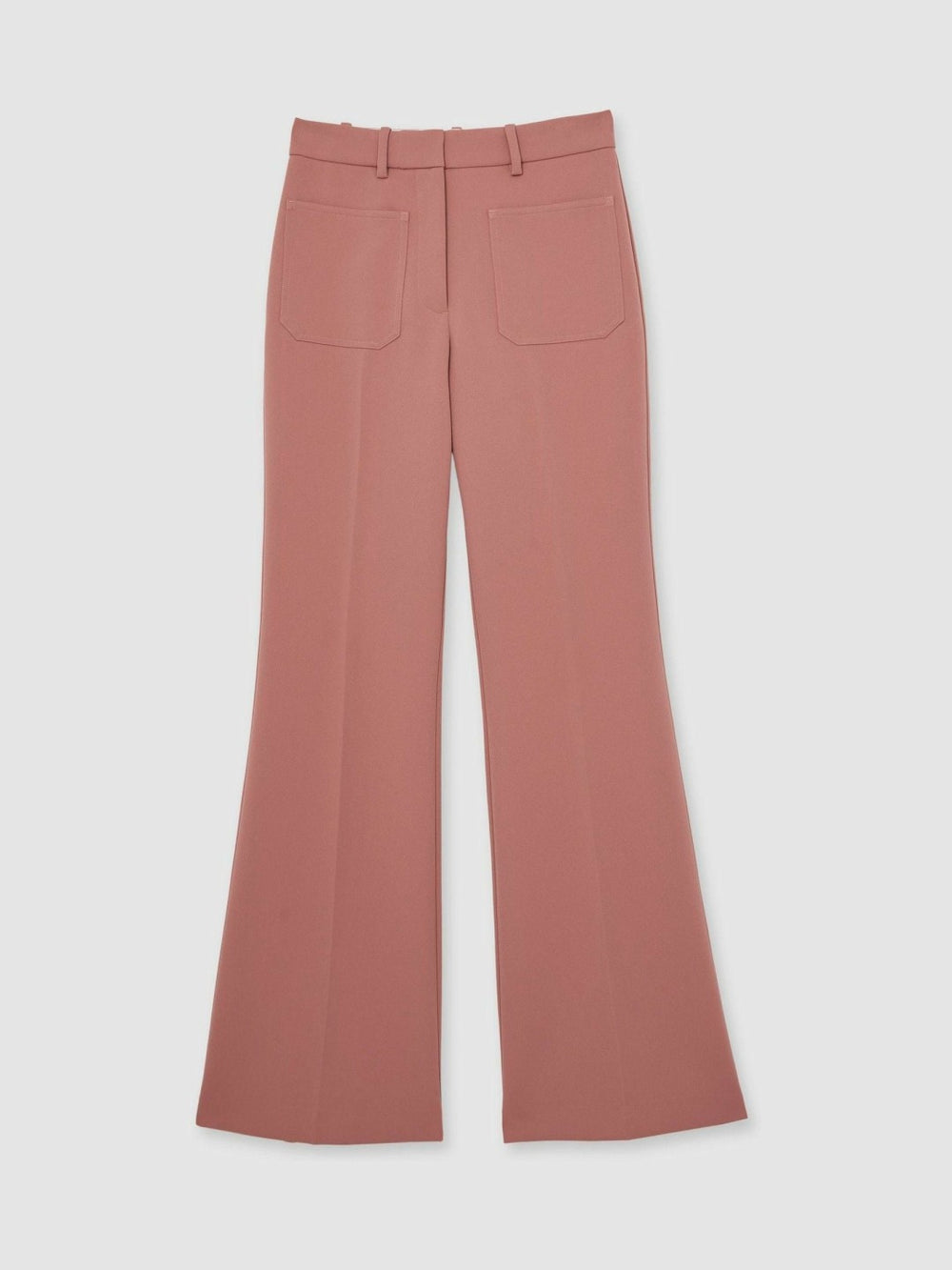 Reiss | Petite Twill Patch-Pocket Flared Trousers in Pink