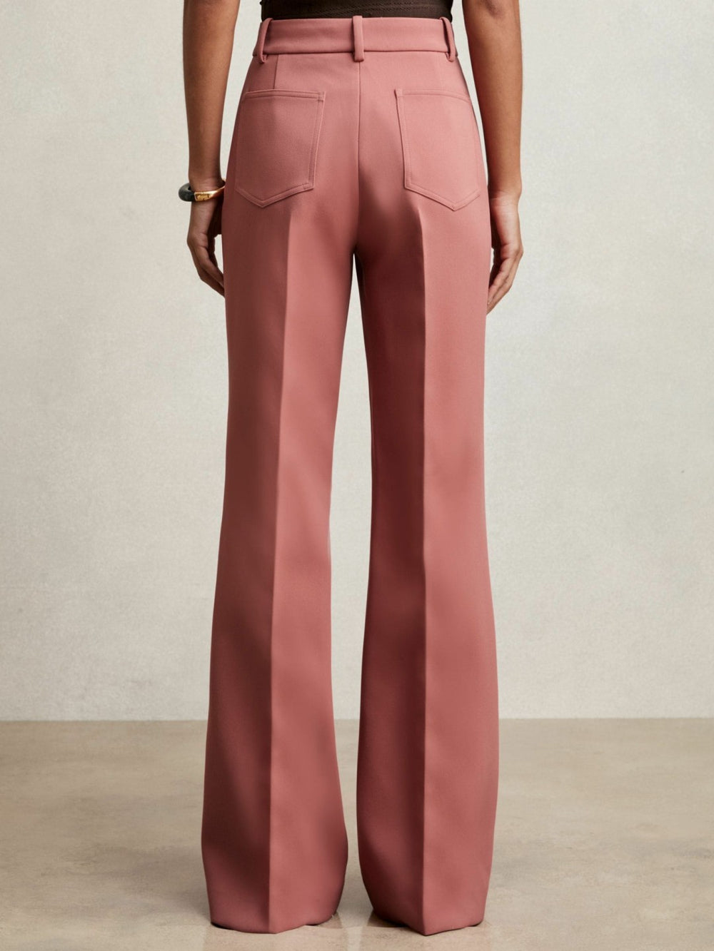 Reiss | Petite Twill Patch-Pocket Flared Trousers in Pink