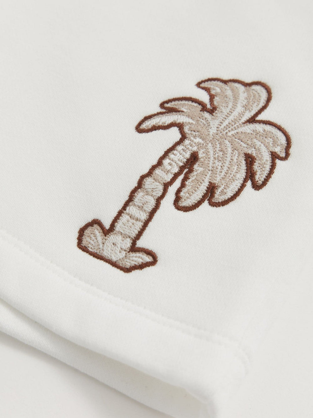 Reiss | 13-14 yrs Cotton Blend Palm Embroidered Shorts in Off White