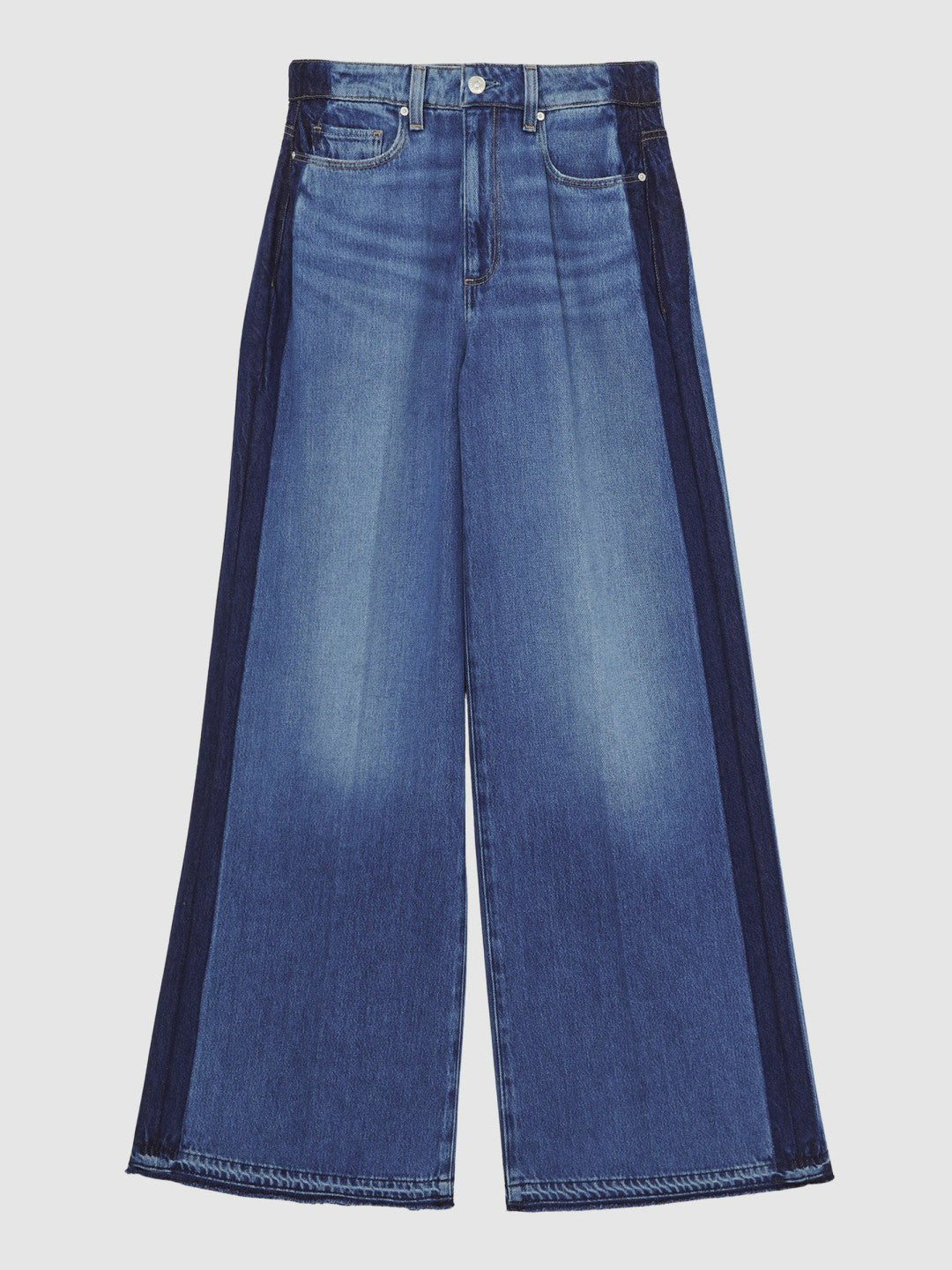 Reiss | Paige Side Stripe Wide Leg Jeans in Navy/Blue Stripe