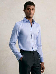Reiss | Slim Fit Slim-Fit Cotton-Sateen Shirt in Mid Blue