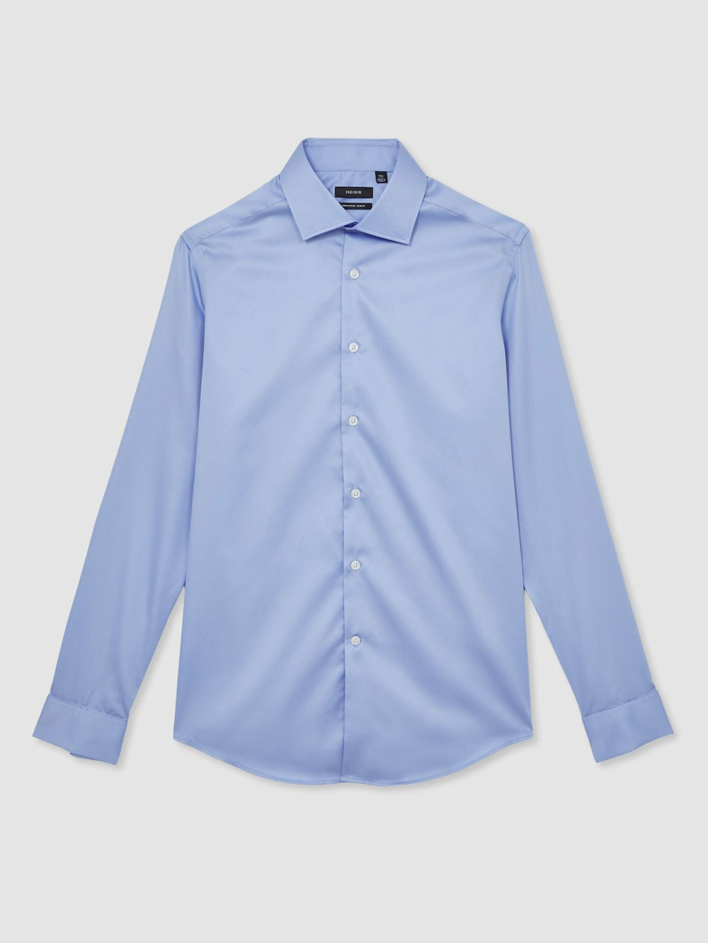 Reiss | Slim Fit Slim-Fit Cotton-Sateen Shirt in Mid Blue