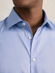 Reiss | Slim Fit Slim-Fit Cotton-Sateen Shirt in Mid Blue