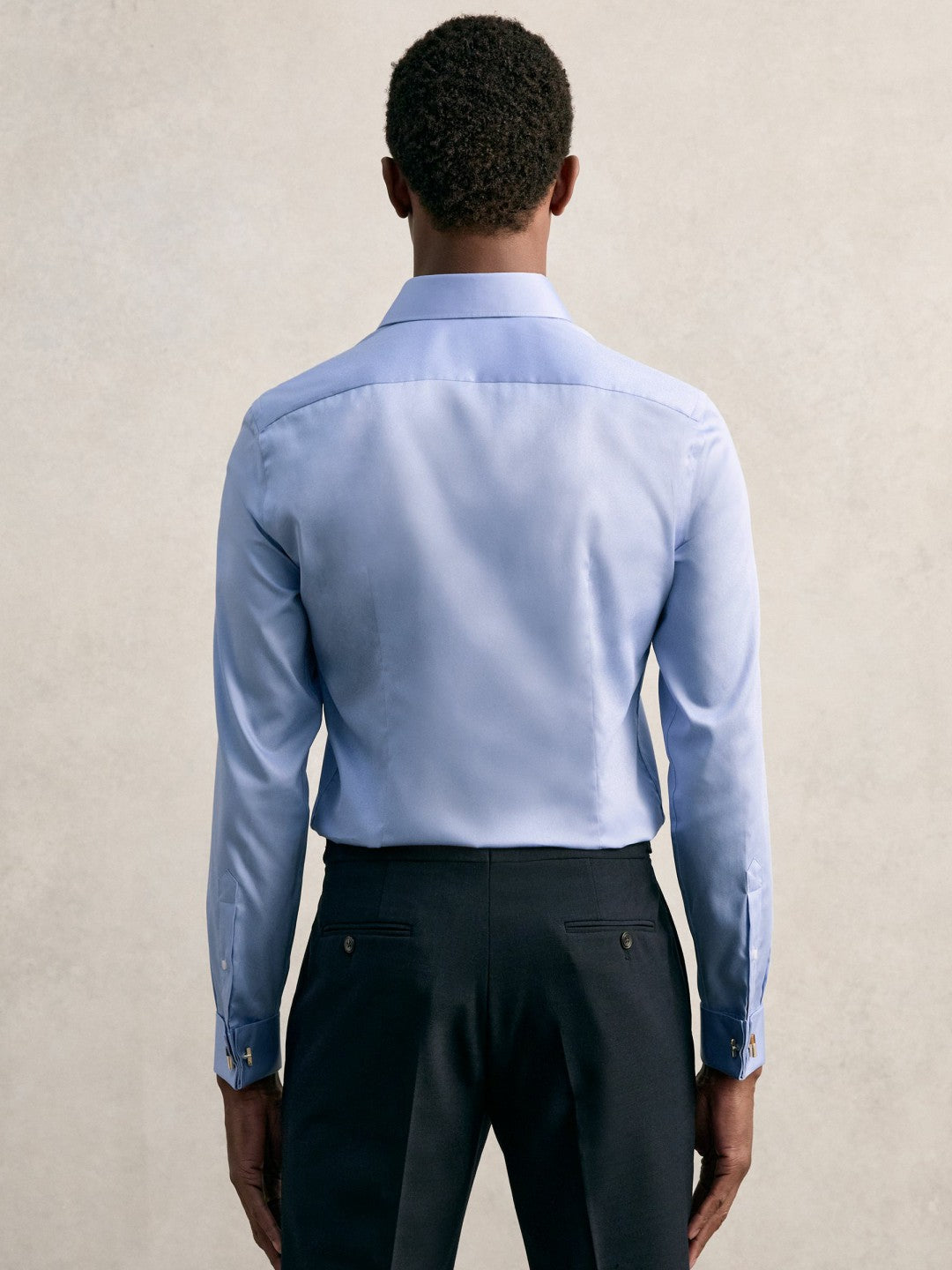 Reiss | Slim Fit Slim-Fit Cotton-Sateen Shirt in Mid Blue