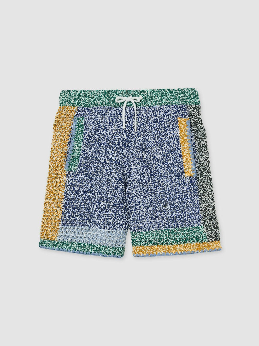 Reiss | | Tom Daley Crochet Panel Shorts in Yellow/Green/Blue Multi