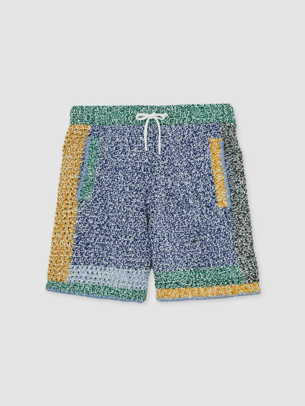 Reiss | | Tom Daley Crochet Panel Shorts in Yellow/Green/Blue Multi