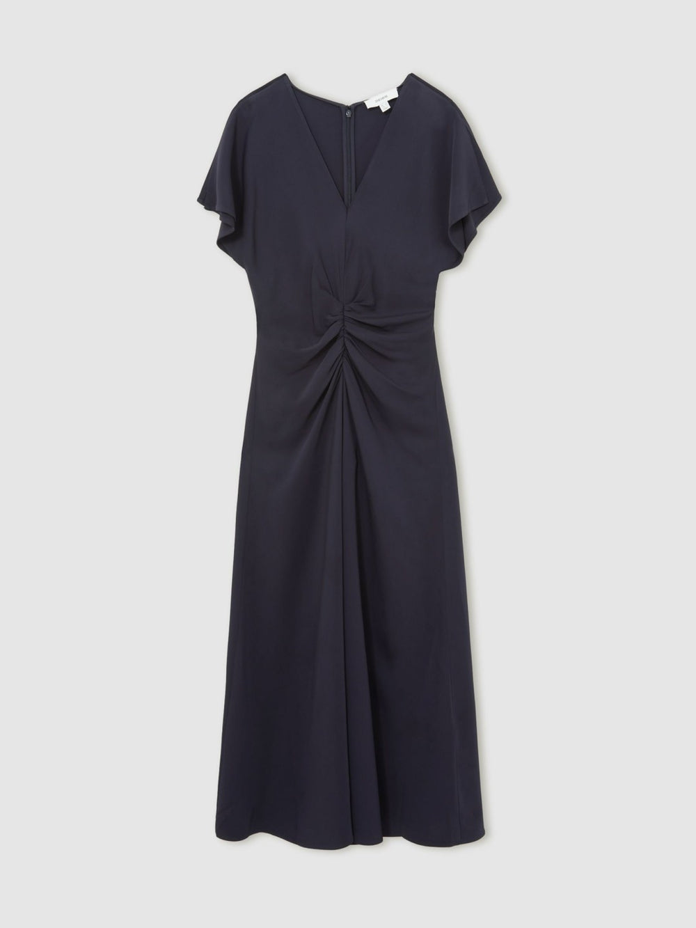 Reiss | Petite Ruched-Front Midi Dress in Navy