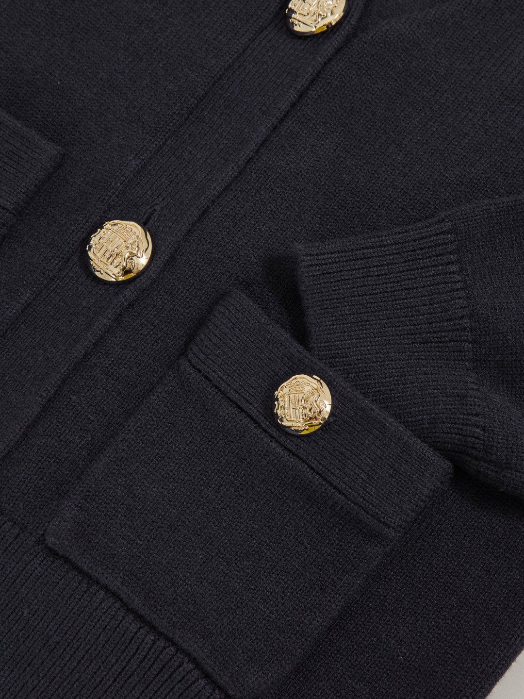 Reiss | 3-9 yrs Knitted Embossed-Button Cardigan in Navy