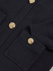 Reiss | 9-13 yrs Knitted Embossed-Button Cardigan in Navy