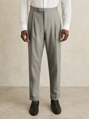 Reiss | Regular Fit Herringbone Trousers With Cotton in Grey