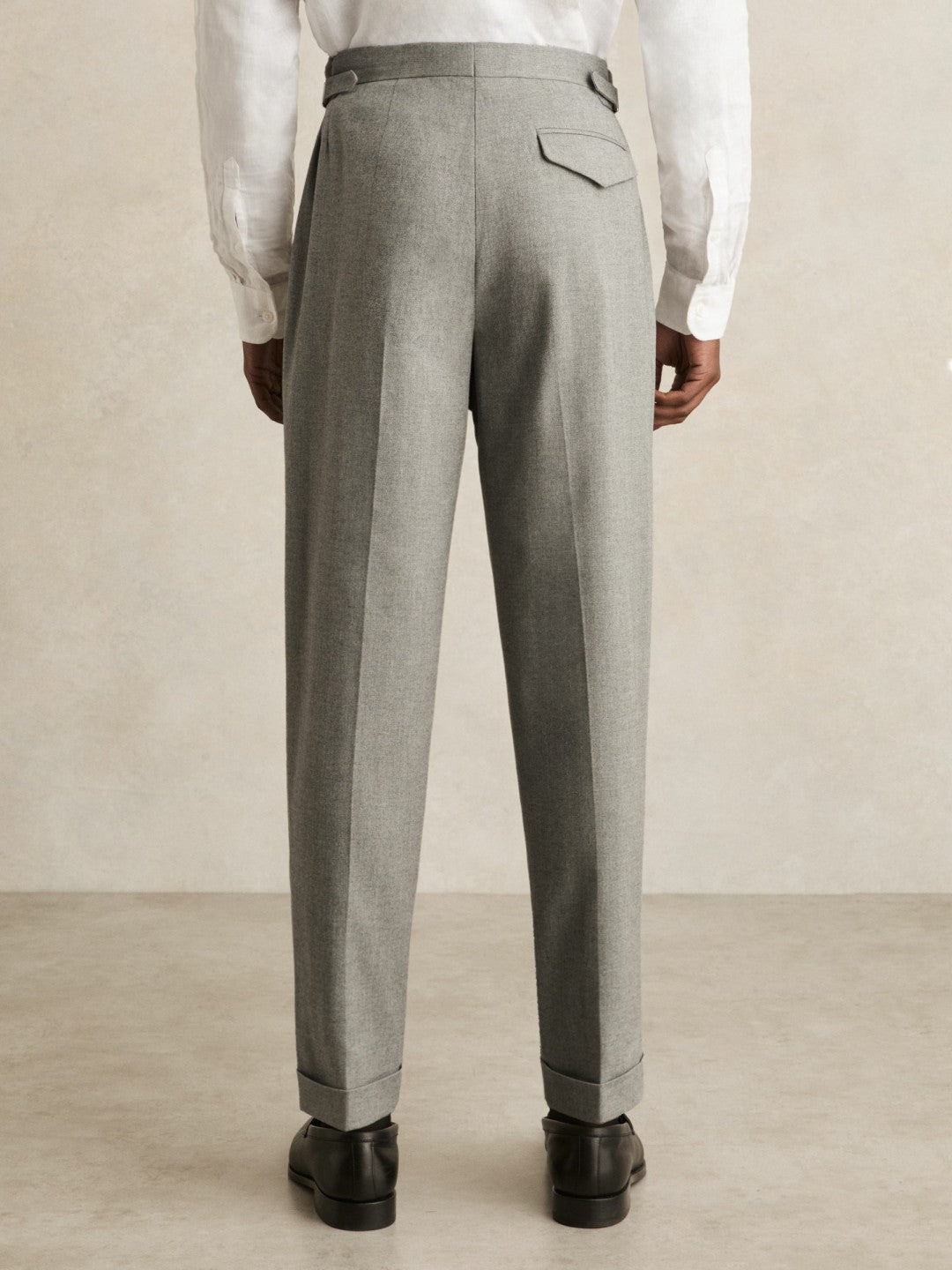 Reiss | Regular Fit Herringbone Trousers With Cotton in Grey