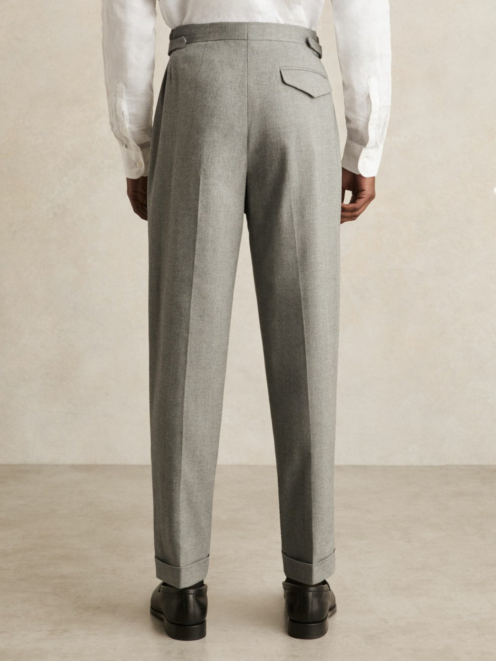 Reiss | Regular Fit Herringbone Trousers With Cotton in Grey