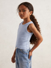 Reiss | 3-9 yrs Stretch-Cotton Ribbed Vest in Blue