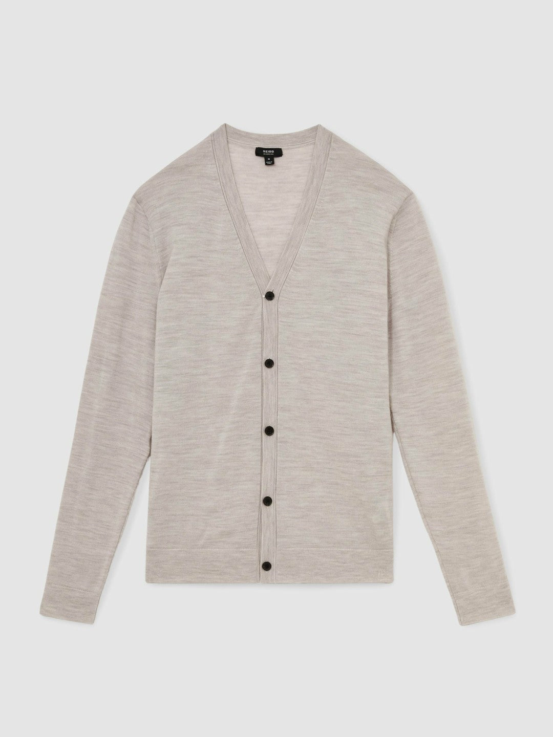 Reiss | Merino Wool Button-Through Cardigan in Wicker Brown Melange