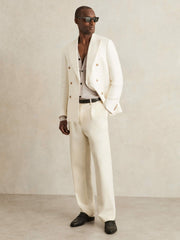 Reiss | Merino Wool Button-Through Cardigan in Wicker Brown Melange