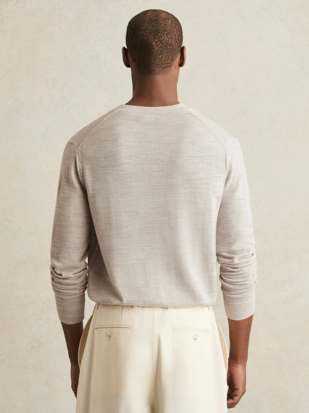 Reiss | Merino Wool Button-Through Cardigan in Wicker Brown Melange