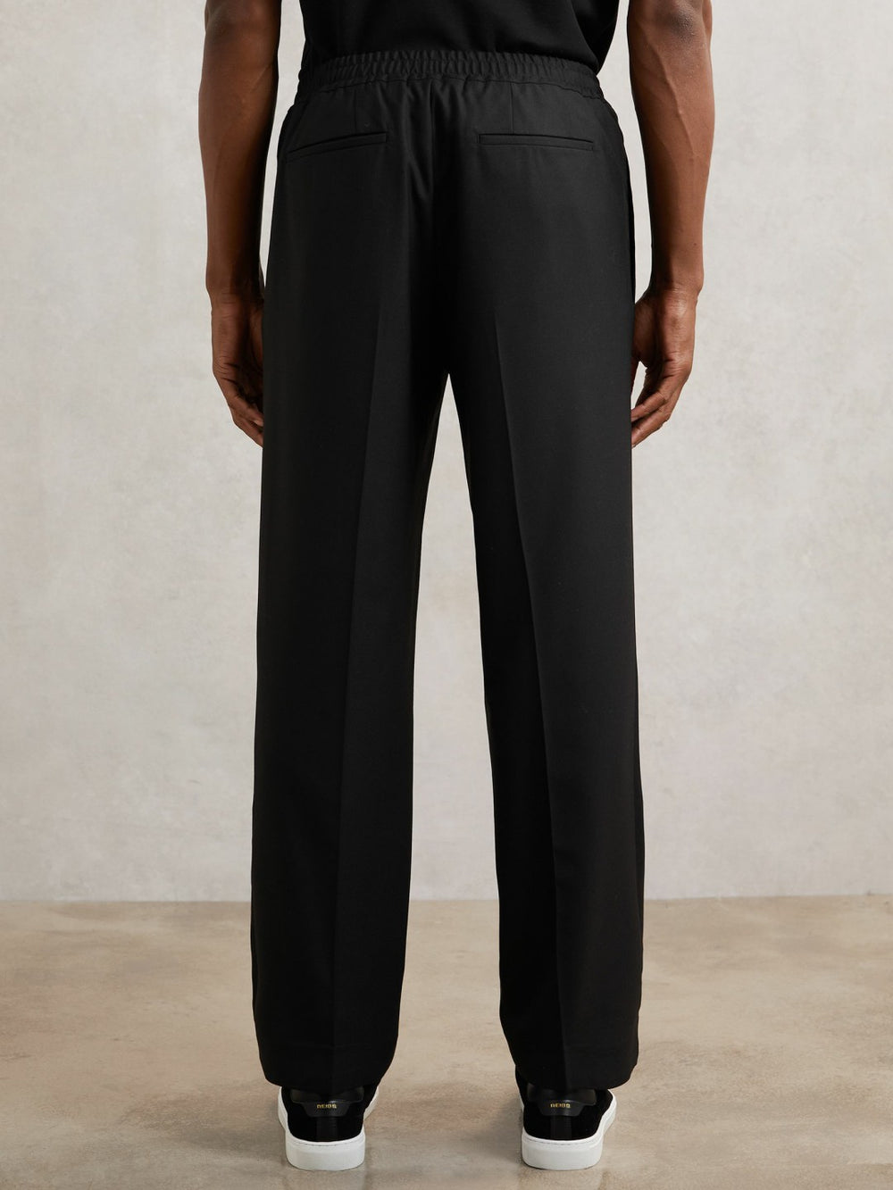 Reiss | Relaxed-Fit Twill Drawstring Trousers in Black