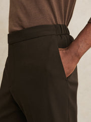 Reiss | Slim-Fit Internal-Drawstring Trousers in Brown
